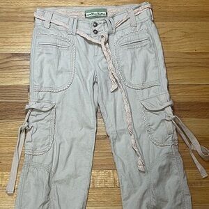 Miss Me Light pink/gray Linen-Blend Pants